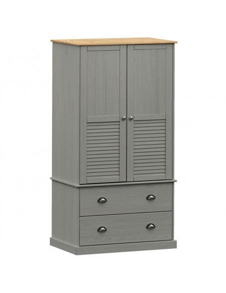 Armadio VIGO 90x55x176 cm in Legno Massello di Pino Grigio