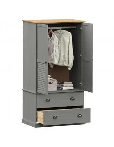 Armadio VIGO 90x55x176 cm in Legno Massello di Pino Grigio