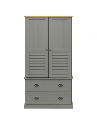 Armadio VIGO 90x55x176 cm in Legno Massello di Pino Grigio