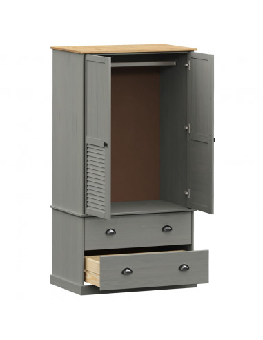 Armadio VIGO 90x55x176 cm in Legno Massello di Pino Grigio