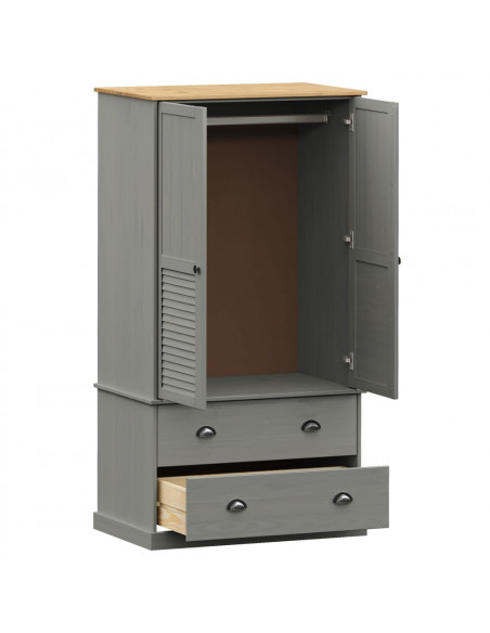 Armadio VIGO 90x55x176 cm in Legno Massello di Pino Grigio