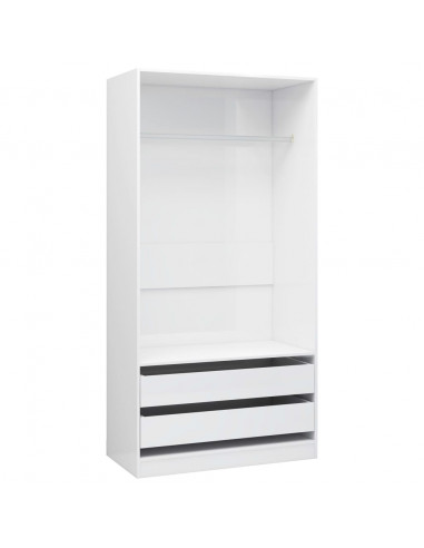 Armadio Bianco Lucido 100x50x200 cm in Legno Multistrato