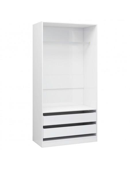 Armadio Bianco Lucido 100x50x200 cm in Legno Multistrato