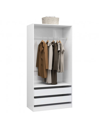 Armadio Bianco Lucido 100x50x200 cm in Legno Multistrato