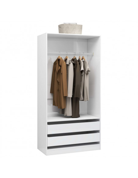 Armadio Bianco Lucido 100x50x200 cm in Legno Multistrato