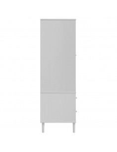 Armadio SENJA Aspetto Rattan Bianco 90x55x175 cm Massello Pino 2