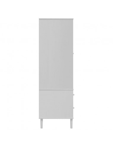 Armadio SENJA Aspetto Rattan Bianco 90x55x175 cm Massello Pino