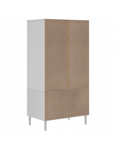 Armadio SENJA Aspetto Rattan Bianco 90x55x175 cm Massello Pino