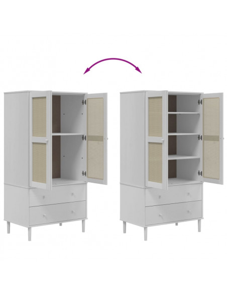 Armadio SENJA Aspetto Rattan Bianco 90x55x175 cm Massello Pino