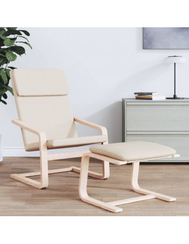 Poggiapiedi Crema 51x41x40 cm in Tessuto