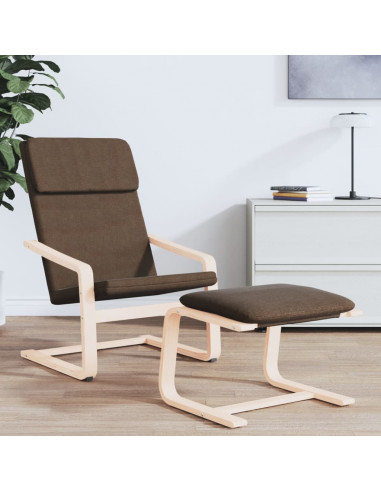 Poggiapiedi Marrone Scuro 51x41x40 cm in Tessuto