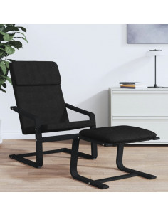 Poggiapiedi Nero 51x41x40 cm in Tessuto 2