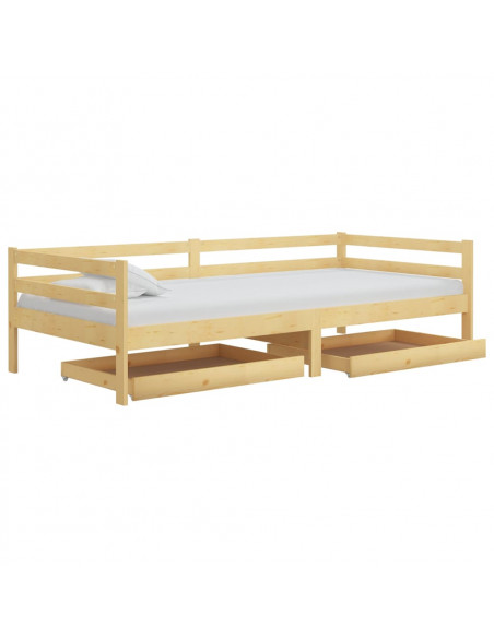 Cassettoni da Letto 2 pz in Legno Massello di Pino