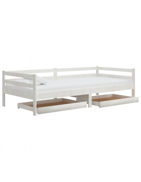 Cassetti per Divano Letto 2 pz in Legno Massello di Pino Bianco