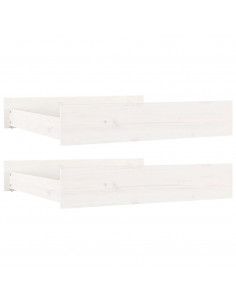 Cassettoni da Letto 2 pz Bianchi in Legno Massello di Pino 2