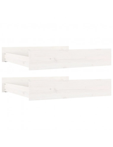 Cassettoni da Letto 2 pz Bianchi in Legno Massello di Pino