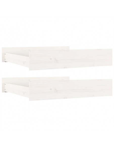 Cassettoni da Letto 2 pz Bianchi in Legno Massello di Pino