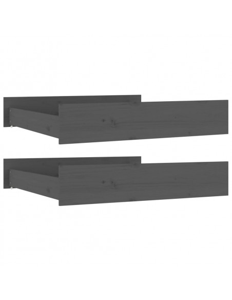 Cassetti per Letto 2 pz in Legno Massello di Pino Grigio