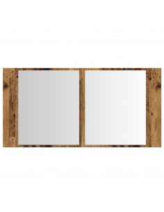 Mobile Specchio LED Legno Antico 90x12x45 cm Legno Multistrato 2