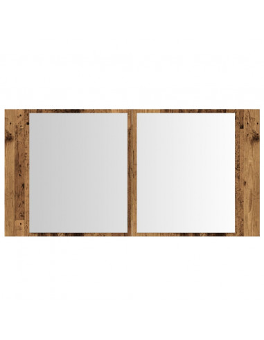 Mobile Specchio LED Legno Antico 90x12x45 cm Legno Multistrato