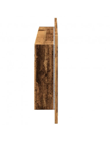 Mobile Specchio LED Legno Antico 90x12x45 cm Legno Multistrato