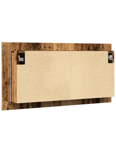 Mobile Specchio LED Legno Antico 90x12x45 cm Legno Multistrato