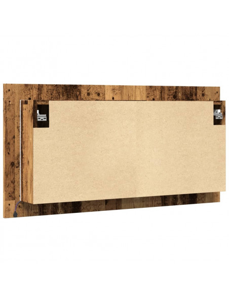 Mobile Specchio LED Legno Antico 90x12x45 cm Legno Multistrato