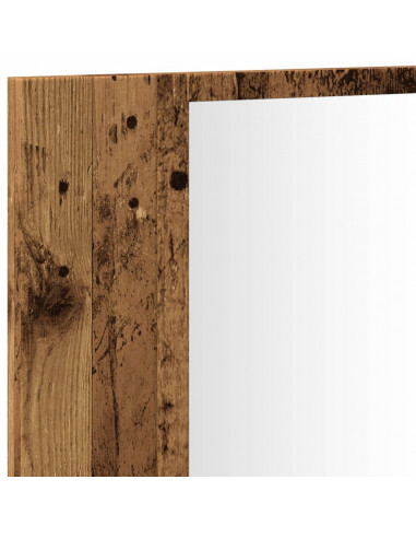 Mobile Specchio LED Legno Antico 90x12x45 cm Legno Multistrato