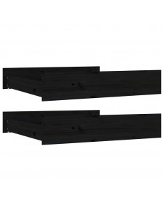 Cassetti per Letto 2 pz in Legno Massello di Pino Nero 2