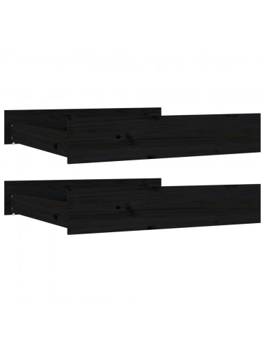 Cassetti per Letto 2 pz in Legno Massello di Pino Nero