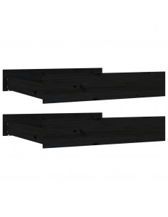 Cassetti per Letto 2 pz in Legno Massello di Pino Nero 2