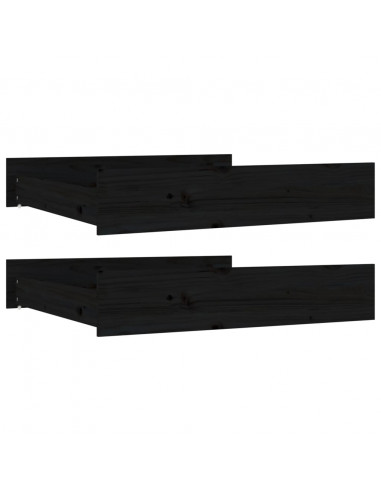 Cassetti per Letto 2 pz in Legno Massello di Pino Nero