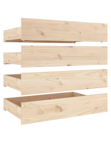 Cassettoni da Letto 4 pz in Legno Massello di Pino