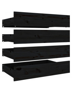 Cassettoni da Letto 4 pz in Legno Massello di Pino Nero 2