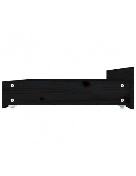 Cassettoni da Letto 4 pz in Legno Massello di Pino Nero