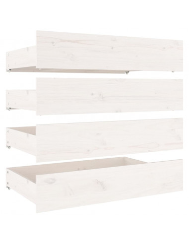 Cassettoni da Letto 4 pz in Legno Massello di Pino Bianco