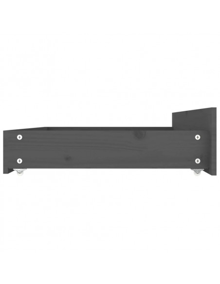 Cassettoni da Letto 4 pz in Legno Massello di Pino Grigio