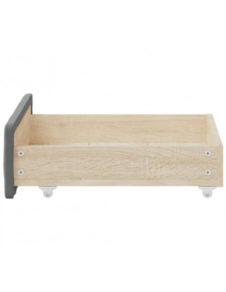 Cassetti da Letto 2pz Grigio Scuro Legno Multistrato e Tessuto