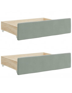 Cassetti da Letto 2pz Grigio Chiaro Legno Multistrato e Velluto 2