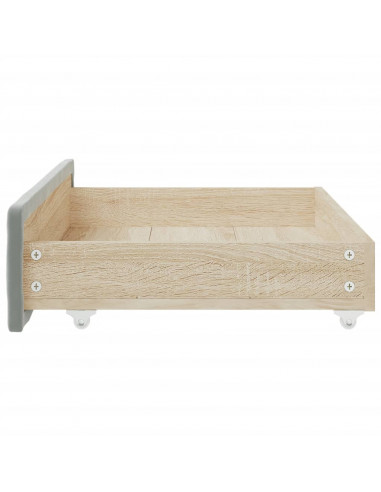 Cassetti da Letto 2pz Grigio Chiaro Legno Multistrato e Velluto