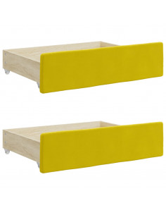Cassetti da Letto 2pz Gialli in Legno Multistrato e Velluto 2
