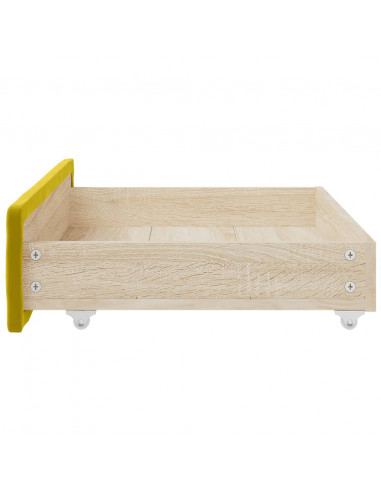 Cassetti da Letto 2pz Gialli in Legno Multistrato e Velluto