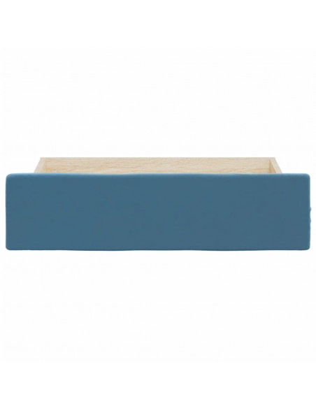 Cassetti da Letto 2pz Blu in Legno Multistrato e Velluto