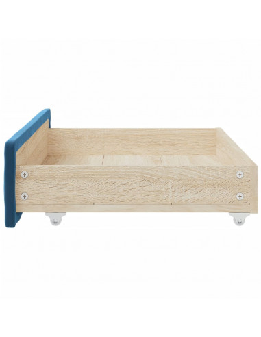 Cassetti da Letto 2pz Blu in Legno Multistrato e Velluto