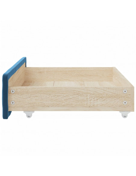 Cassetti da Letto 2pz Blu in Legno Multistrato e Velluto