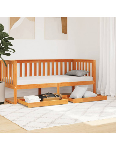 Cassetti per Dormeuse 2pz Marrone Cera Legno Massello di Pino