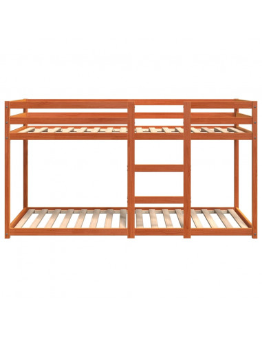 Letto a Castello Marrone Cera 80x200 cm in Legno di Pino