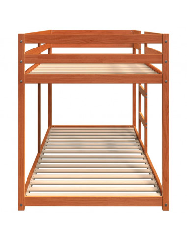 Letto a Castello Marrone Cera 80x200 cm in Legno di Pino