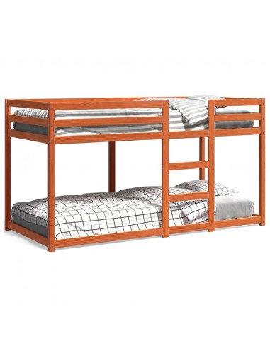 Letto a Castello Marrone Cera 75x190 cm in Legno di Pino