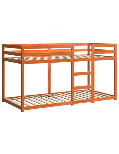 Letto a Castello Marrone Cera 75x190 cm in Legno di Pino